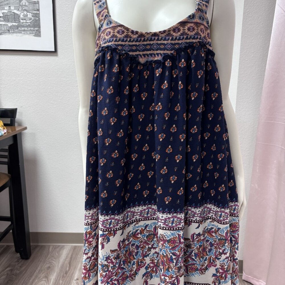 Entro Boho Print Midi Dress - Size Large